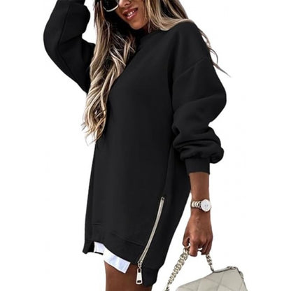 Fall Winter Fashion Stitching Side Zipper Design