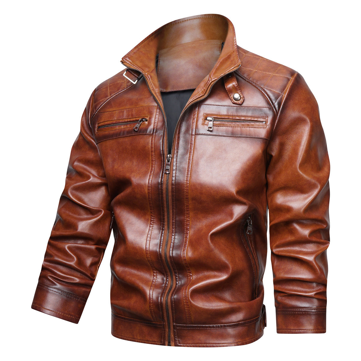 Men's Retro Faux Leather Cafe Racer Jacket Stylish & Trendy
