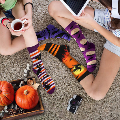 6 Pairs Halloween Christmas Socks For Men Women Girls 
